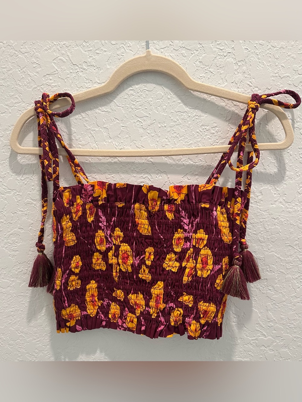 NWOT Coniglio Palm Beach Smocked Floral Crop Top